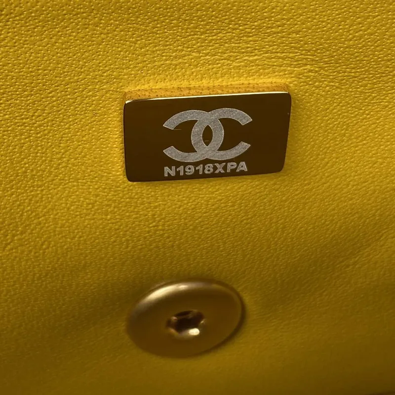 Chanel AS2431 Mini flap Yellow Lambskin bag with top handle Gold