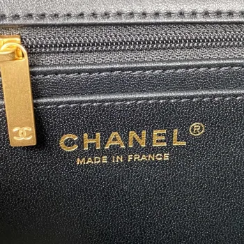 Chanel AS2431 Mini flap Black Lambskin bag with top handle Gold