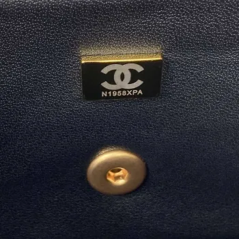 Chanel AS2431 Mini flap Black Lambskin bag with top handle Gold