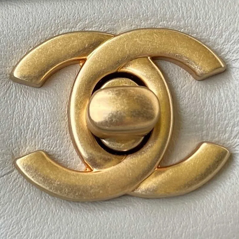 Chanel Mini flap Lambskin bag with top handle AS2431 Light Green Gold