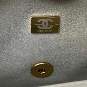 Chanel Mini flap Lambskin bag with top handle AS2431 Light Green Gold