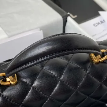 Chanel Mini flap Lambskin bag with top handle AS2431 Black gold