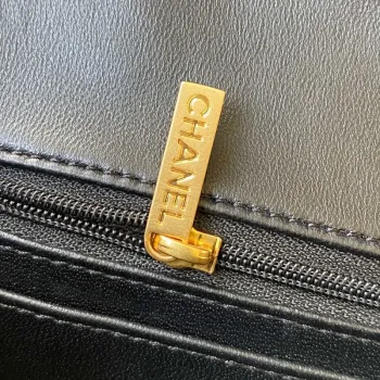 Chanel Mini flap Lambskin bag with top handle AS2431 Black gold