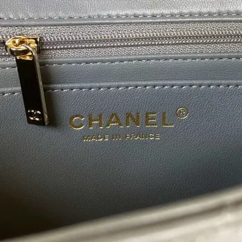 Chanel AS2431 Mini flap Lambskin bag with top handle Light gold Dark Gray