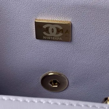 Chanel AS2431 Mini flap Lambskin bag with top handle Light gold Purple