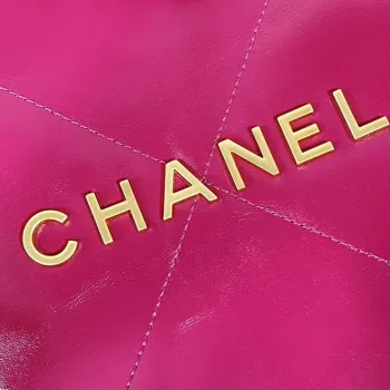 Chanel 22 Small Handbag Shiny Calfskin AS3260 Rose Red