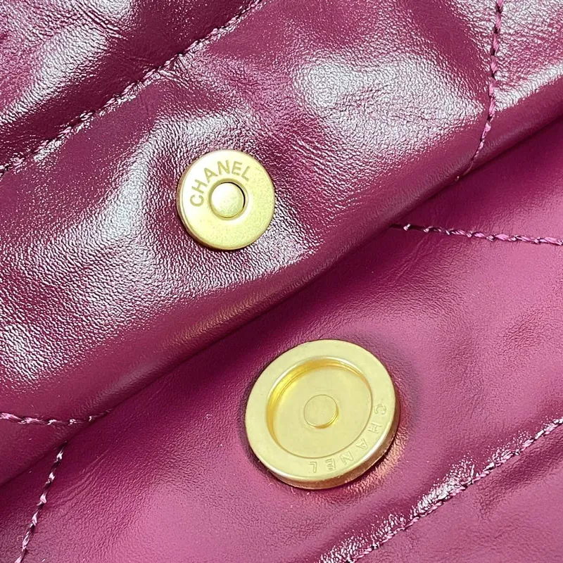 Chanel 22 Handbag Shiny Calfskin AS3261 Rose Red
