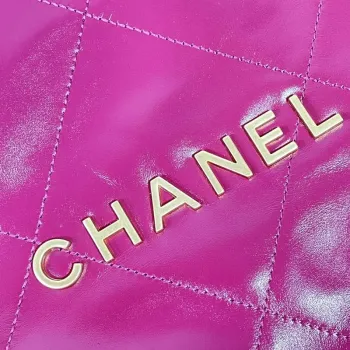 Chanel 22 Large Handbag Shiny Calfskin AS3262 Rose Red