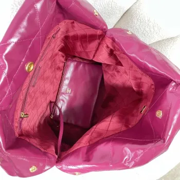Chanel 22 Large Handbag Shiny Calfskin AS3262 Rose Red