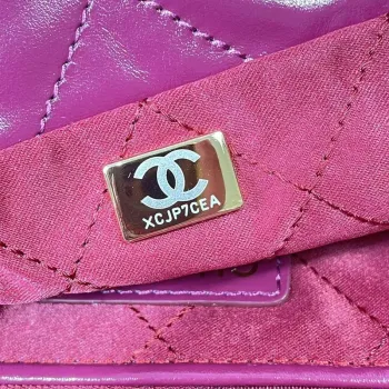 Chanel 22 Large Handbag Shiny Calfskin AS3262 Rose Red
