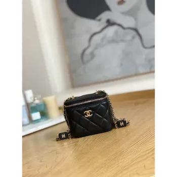 Chanel A68101 Mini Vanity with Chain Lambskin Gold Black