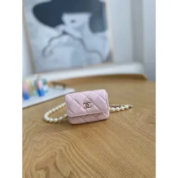 Chanel A81181 22 Spring/Summer Pearl chain belt bag pink