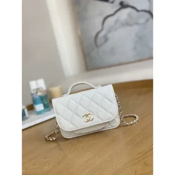Chanel A81215 Mini messenger bag with Handle White