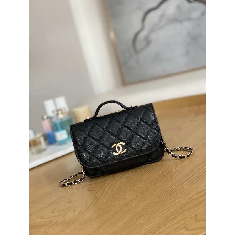 Chanel A81215 Mini messenger bag with Handle Black
