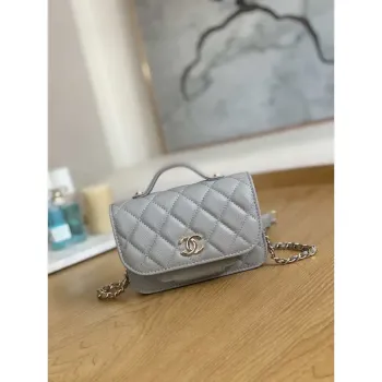 Chanel A81215 Mini messenger bag with Handle Gray
