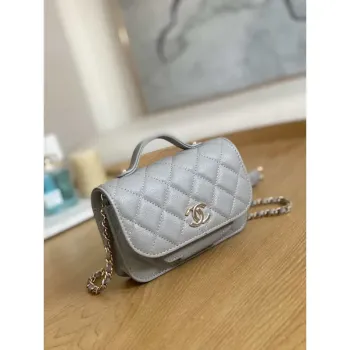 Chanel A81215 Mini messenger bag with Handle Gray