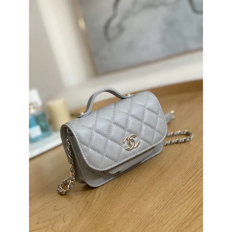 Chanel A81215 Mini messenger bag with Handle Gray