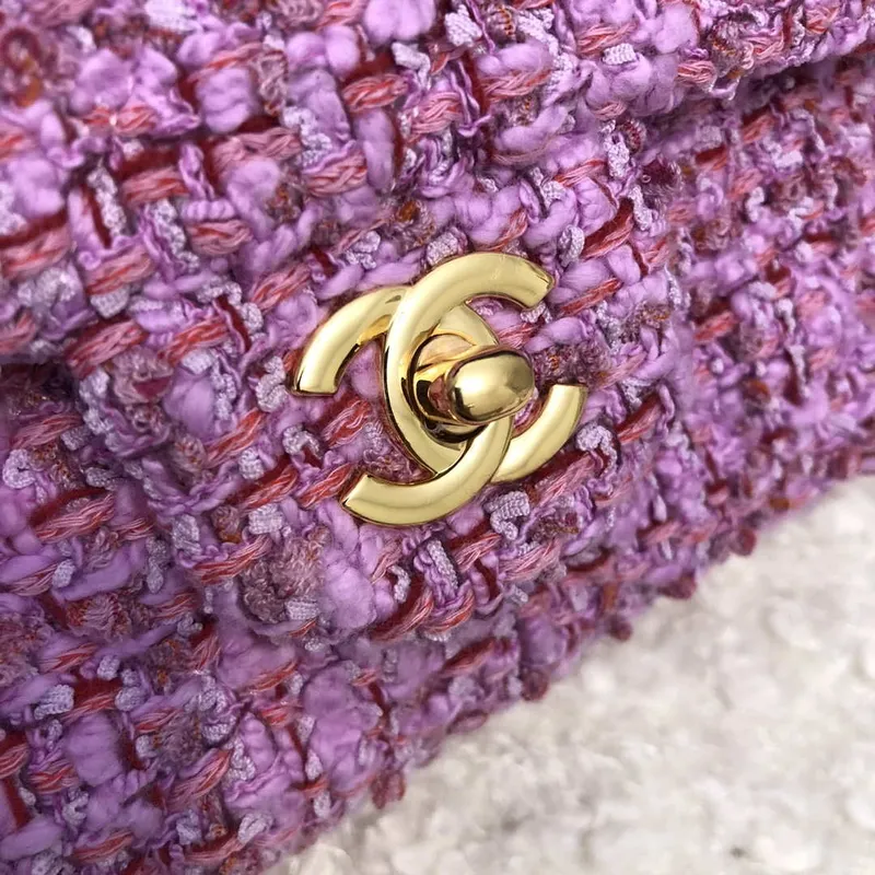 Chanel A01112 Flap Handbag Classic Bag Tweed Pink