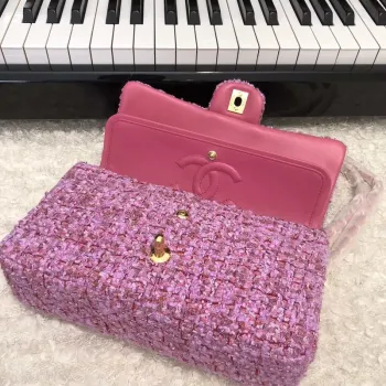 Chanel A01112 Flap Handbag Classic Bag Tweed Pink