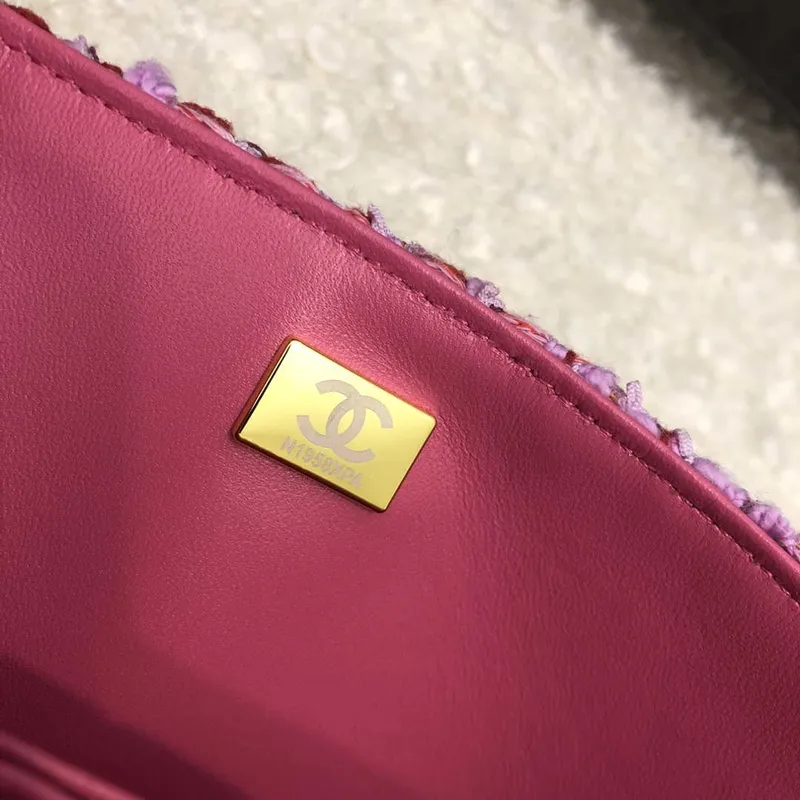 Chanel A01112 Flap Handbag Classic Bag Tweed Pink