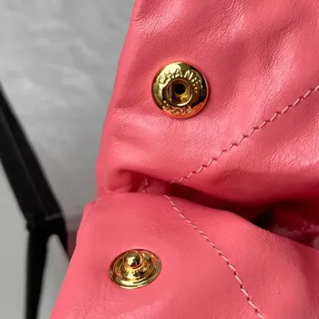 Chanel 22 Handbag AS3261 Shiny Calfskin Gold Tone Metal Coral Pink
