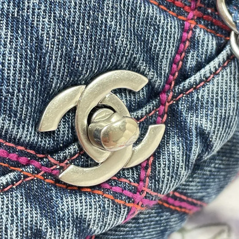 Chanel AS3187 22A Beach Denim mini saddle bag Denim blue