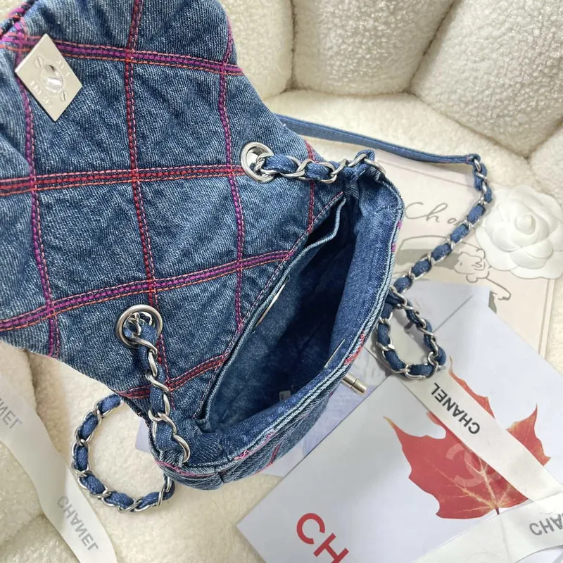 Chanel AS3187 22A Beach Denim mini saddle bag Denim blue
