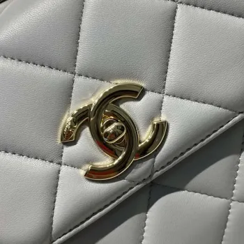 Chanel A92236 Flap Bag With Top Handle Lambskin & Gold Tone Metal Gray