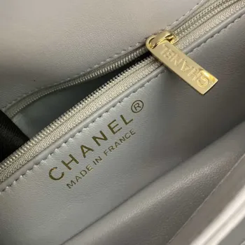Chanel A92236 Flap Bag With Top Handle Lambskin & Gold Tone Metal Gray