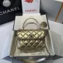 Chanel A92236 Flap Bag With Top Handle Lambskin & Gold Tone Metal Gold