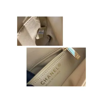 Chanel A92236 Flap Bag With Top Handle Lambskin & Gold Tone Metal Apricot