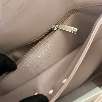 Chanel A92236 Flap Bag With Top Handle Lambskin & Gold Tone Metal Pink