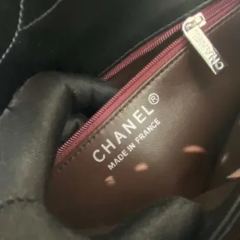 Chanel A92236 Flap Bag With Top Handle Lambskin & Sliver Tone Metal Black