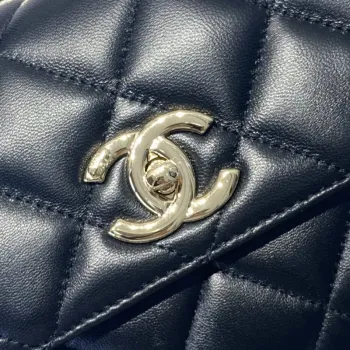 Chanel A92236 Flap Bag With Top Handle Lambskin & Gold Tone Metal Black