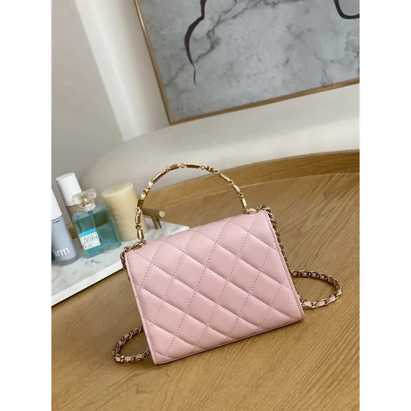 Chanel AP2945 Clutch with Chain Lambskin Light Pink Gold