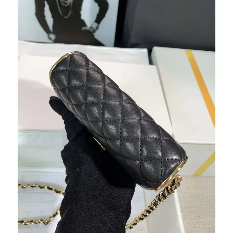 Chanel AS3308 Small Evening Bag 22A Limited Edition Black Lambskin Gold