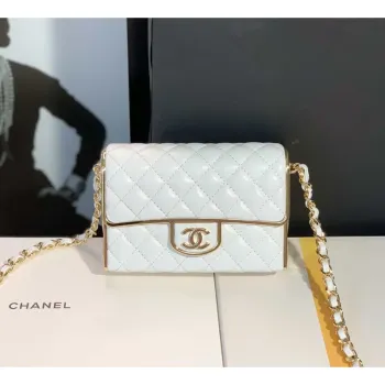 Chanel AS3308 Small Evening Bag 22A Limited Edition White Lambskin Gold