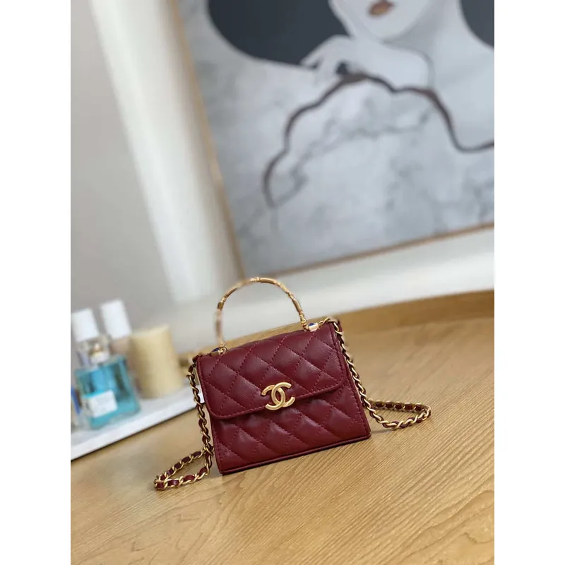 Chanel AP2944 Clutch with Chain Lambskin Wine Red