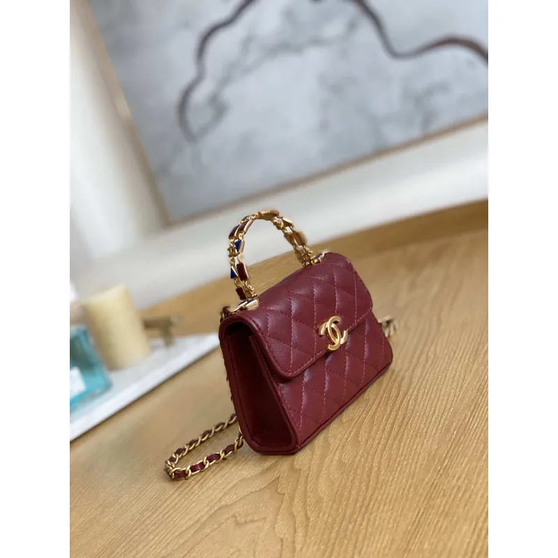 Chanel AP2944 Clutch with Chain Lambskin Wine Red
