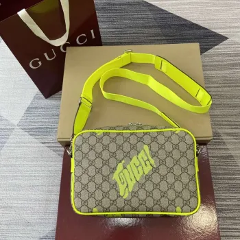 Gucci 839380 Medium Crossbody Bag With Print Acid green