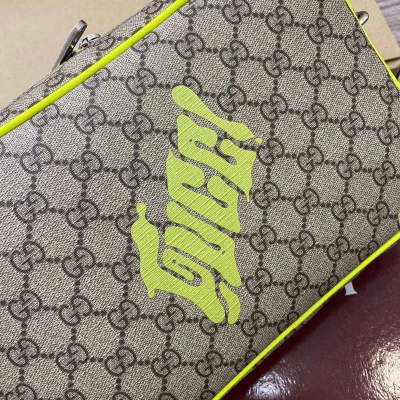 Gucci 839380 Medium Crossbody Bag With Print Acid green