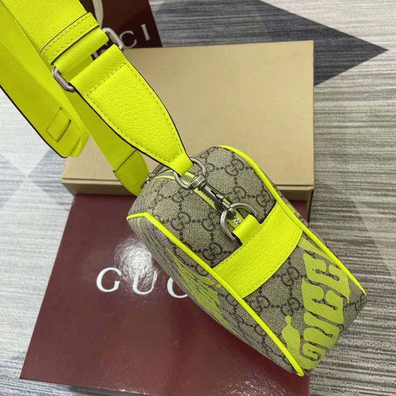 Gucci 839380 Medium Crossbody Bag With Print Acid green