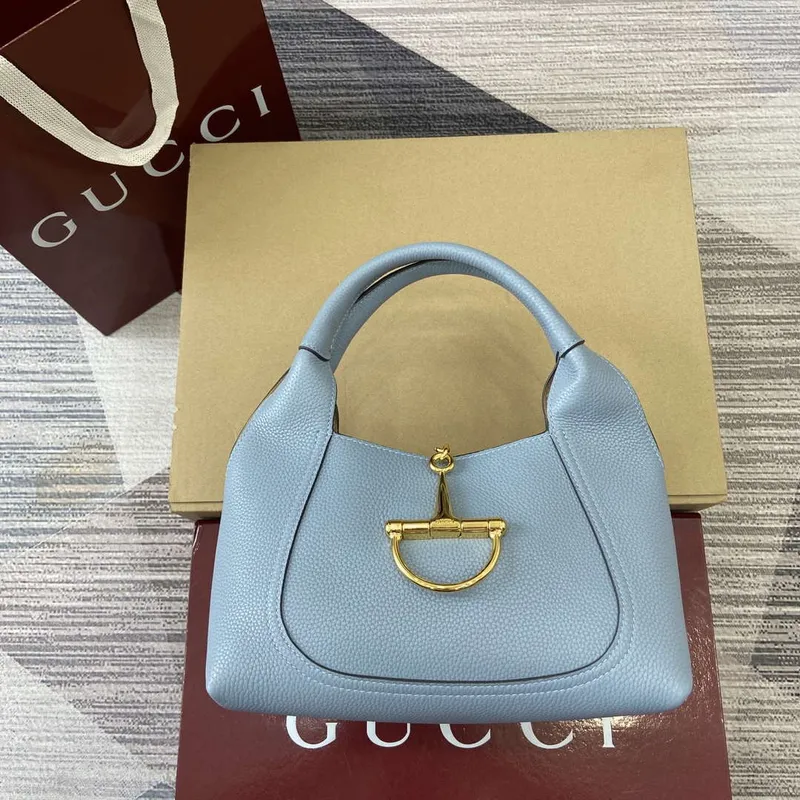 Gucci 837467 Gucci Softbit Medium Top Handle Bag Gray blue