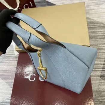 Gucci 837467 Gucci Softbit Medium Top Handle Bag Gray blue