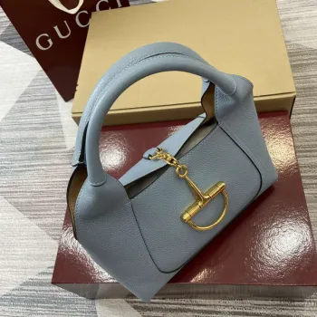 Gucci 837467 Gucci Softbit Medium Top Handle Bag Gray blue