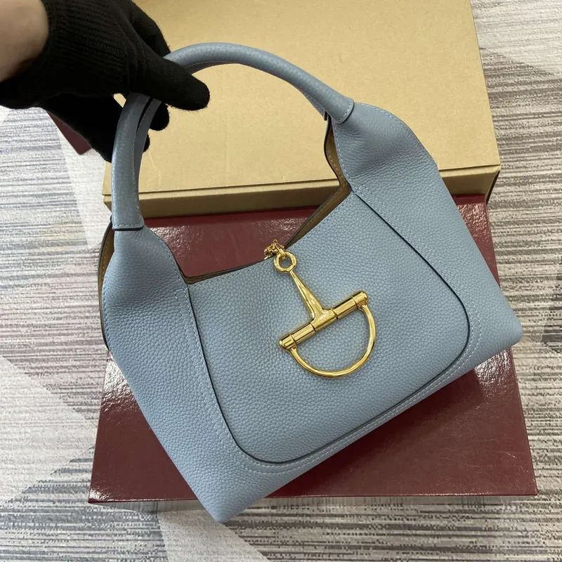 Gucci 837467 Gucci Softbit Medium Top Handle Bag Gray blue