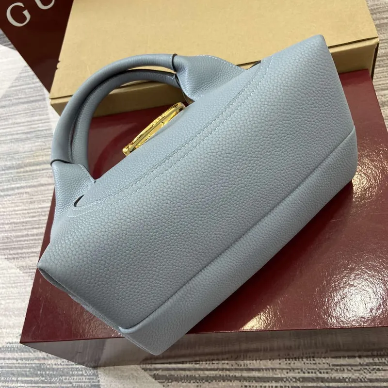 Gucci 837467 Gucci Softbit Medium Top Handle Bag Gray blue