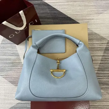 Gucci 837466 Gucci Softbit Maxi Shoulder Bag Gray blue