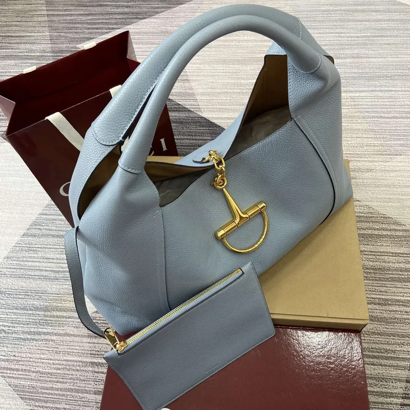 Gucci 837466 Gucci Softbit Maxi Shoulder Bag Gray blue