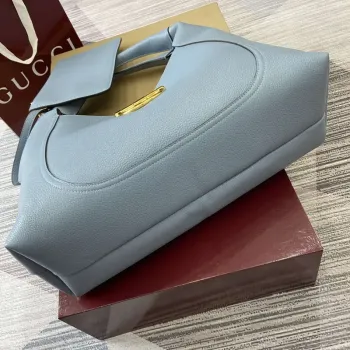 Gucci 837466 Gucci Softbit Maxi Shoulder Bag Gray blue